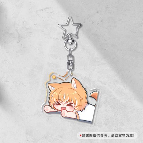 【表情包】5cm透明夹层钥匙扣星星扣 - 摔倒